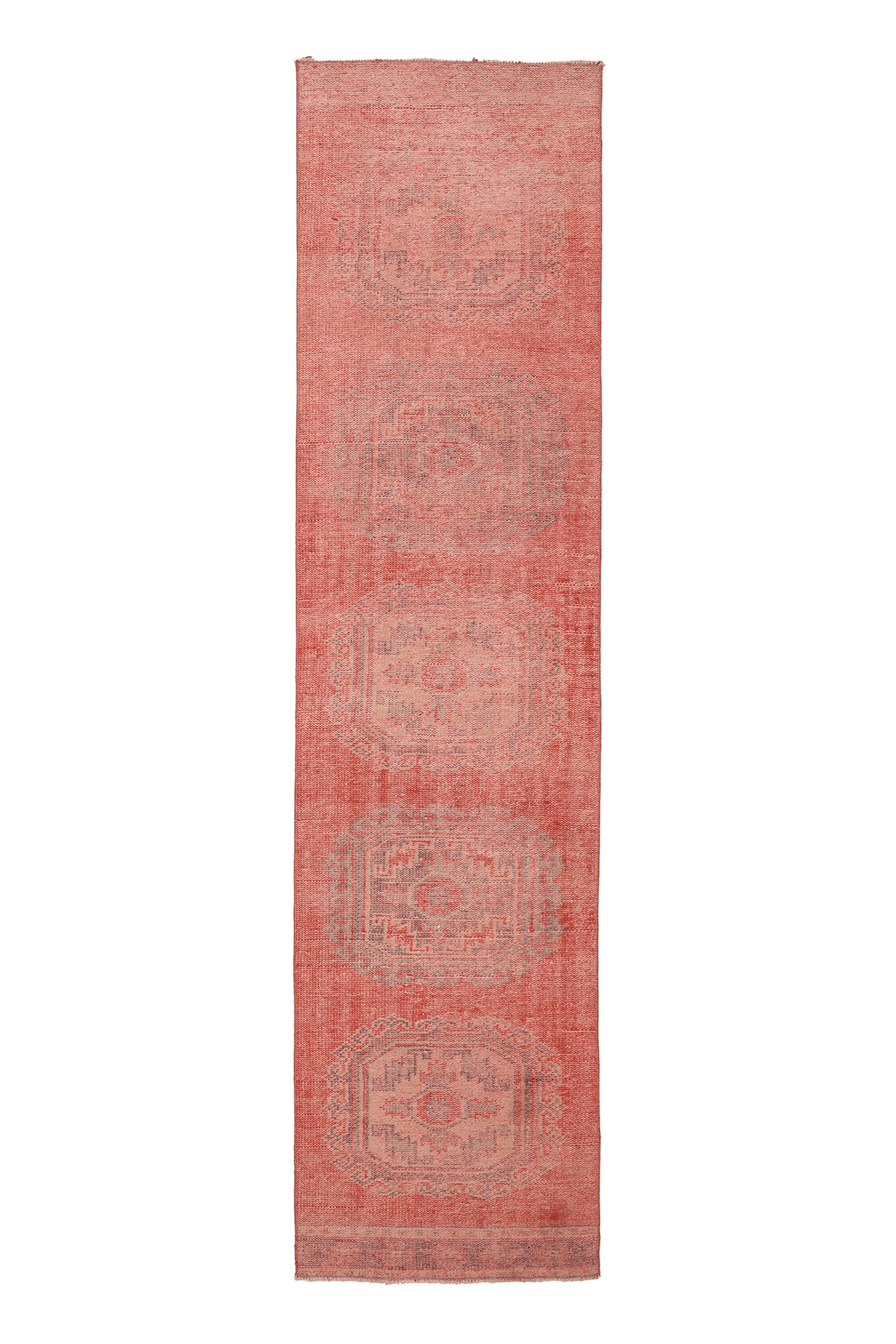 Vintage Manisa Turkish Runner Rug 2x11 ft — Red Geometric