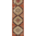 Vintage Konya Turkish Runner Rug 2x11 ft — Brown & Beige Geometric