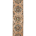 Vintage Konya Turkish Runner Rug 2x12 ft — Brown & Green Geometric