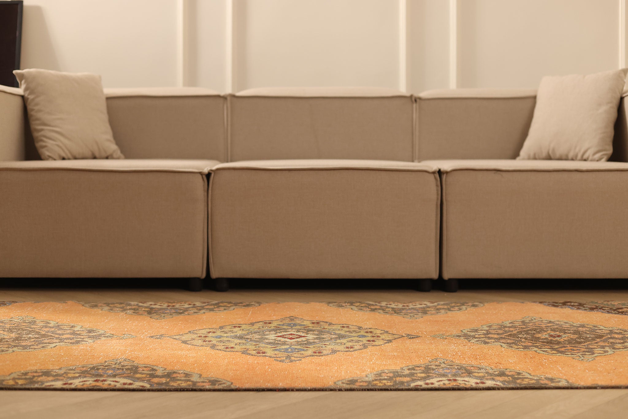 Vintage Konya Turkish Runner Rug 3x12 ft — Orange & Brown Geometric (No. 25086)