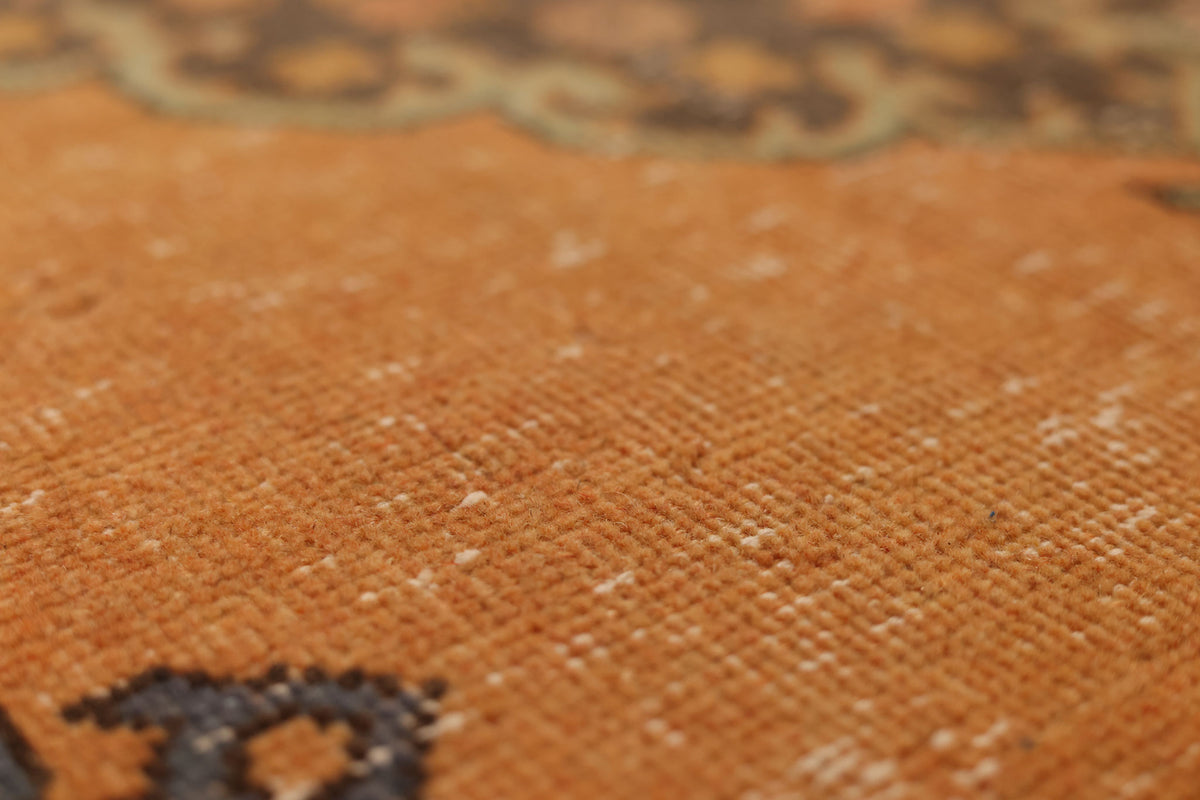 Vintage Konya Turkish Runner Rug 3x12 ft — Orange & Brown Geometric (No. 25086)