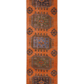 Vintage Konya Turkish Runner Rug 2x11 ft — Orange & Green Geometric (No. 25087)