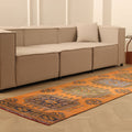 Vintage Konya Turkish Runner Rug 2x11 ft — Orange & Green Geometric (No. 25087)