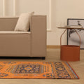 Vintage Konya Turkish Runner Rug 2x11 ft — Orange & Green Geometric (No. 25087)