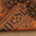 Vintage Konya Turkish Runner Rug 2x11 ft — Orange & Green Geometric (No. 25087)