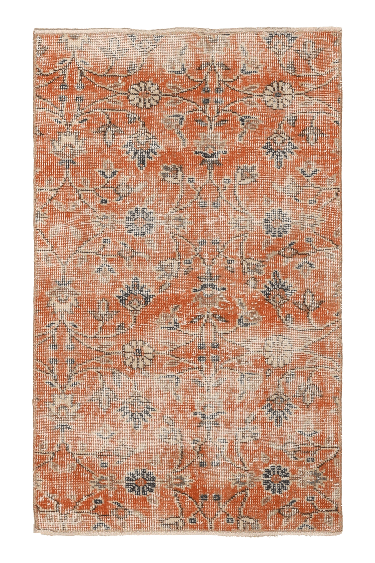 Vintage Isparta Turkish Doormat 2x3 ft — Orange & Beige Floral