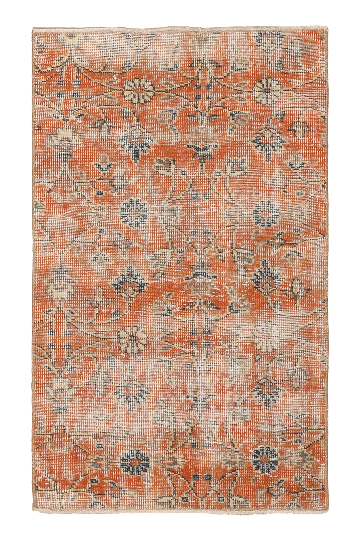Vintage Isparta Turkish Doormat 2x3 ft — Orange & Beige Floral