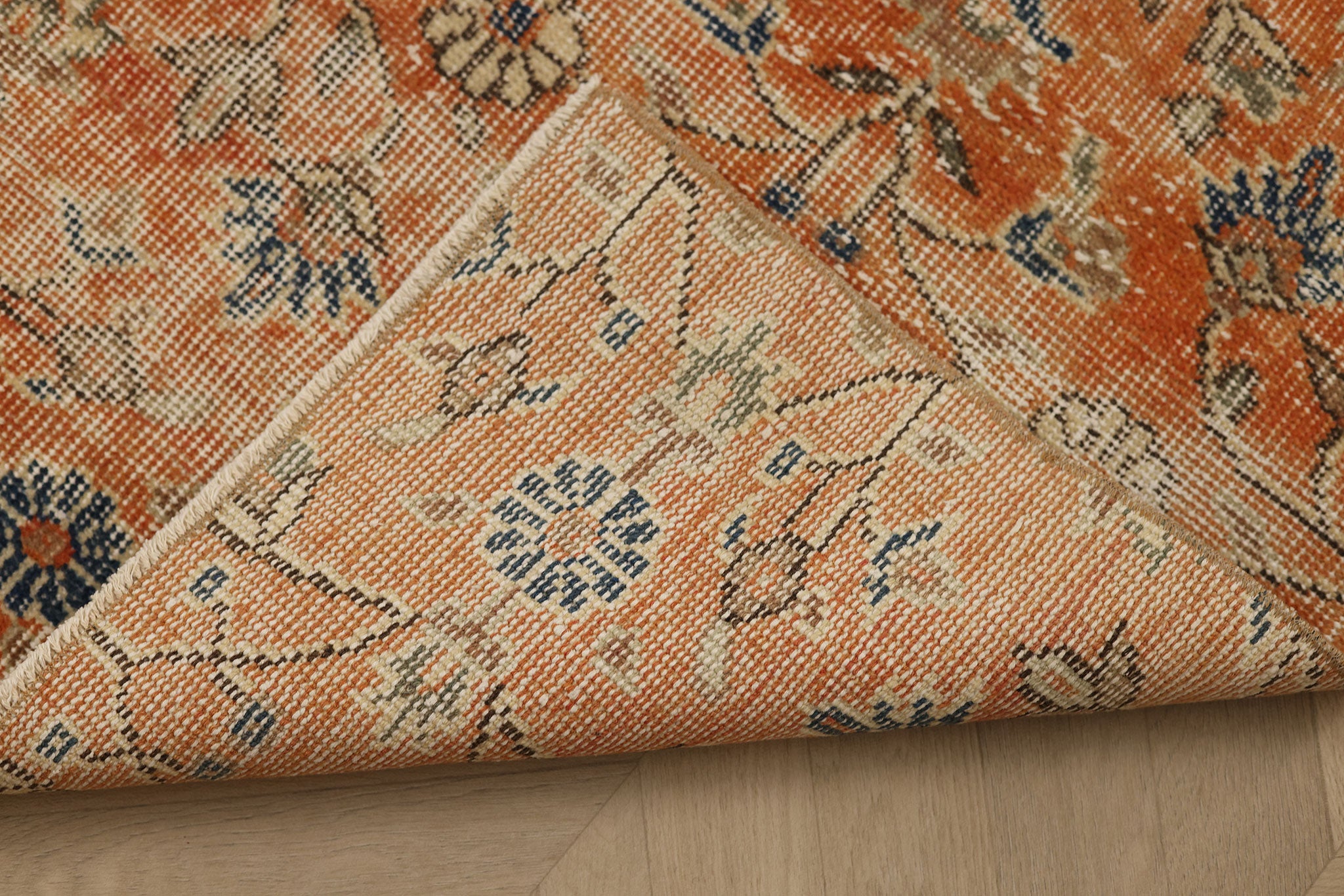 Vintage Isparta Turkish Doormat 2x3 ft — Orange & Beige Floral