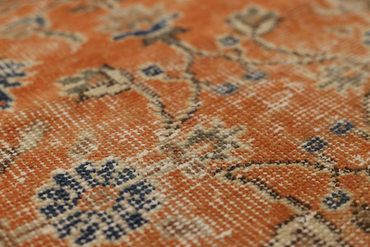 Vintage Isparta Turkish Doormat 2x3 ft — Orange & Beige Floral
