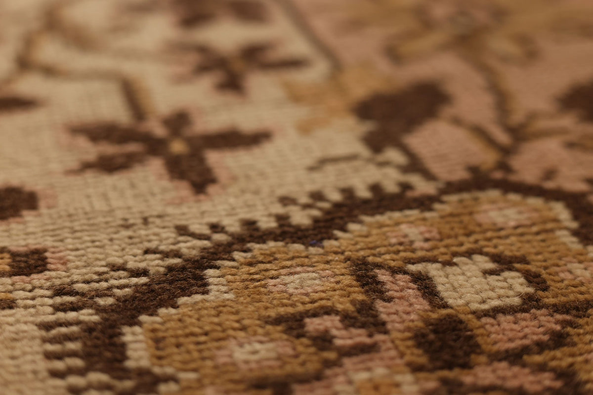 Vintage Manisa Turkish Runner Rug 2x8 ft — Beige & Brown Floral