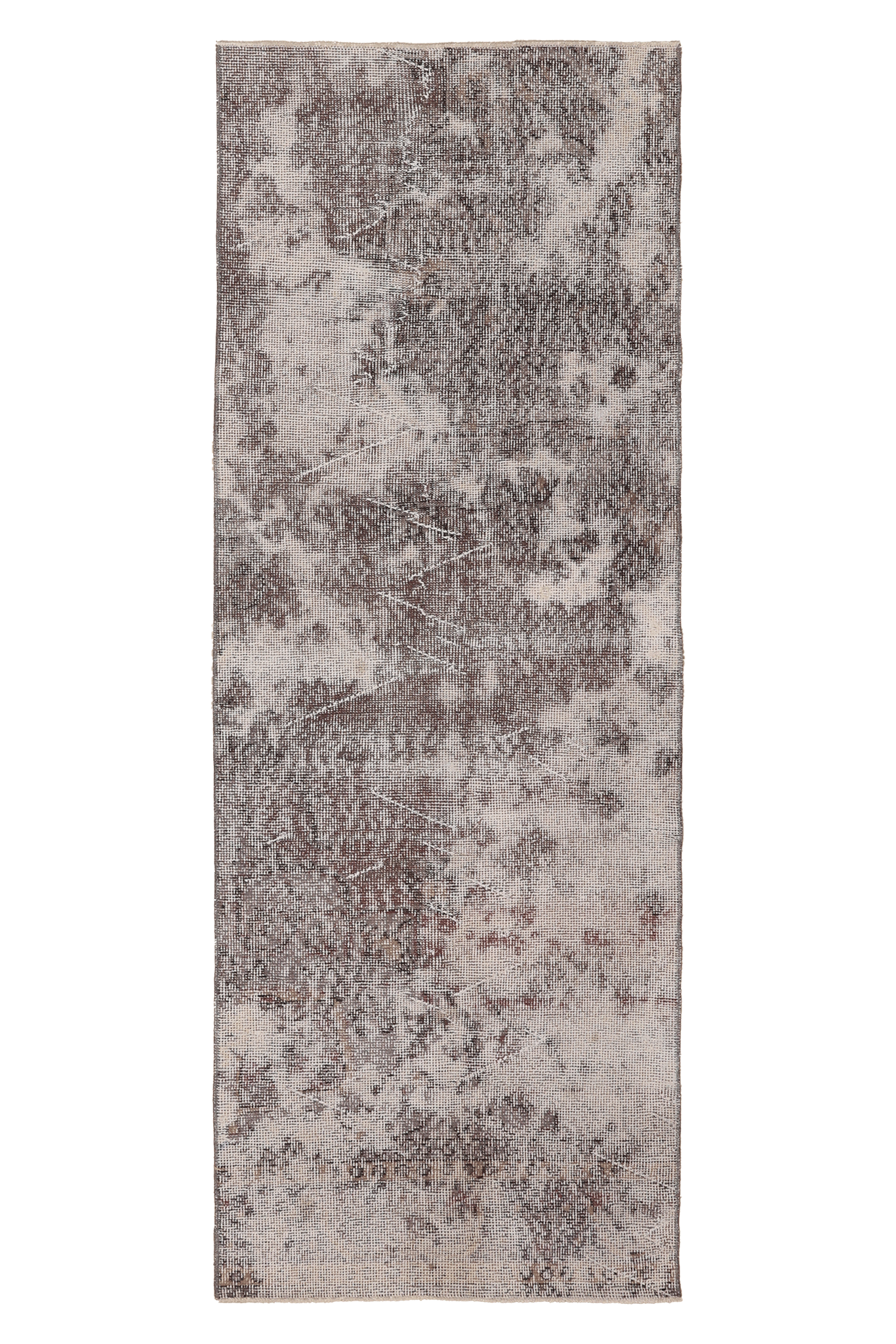 Vintage Isparta Turkish Runner Rug 2x7 ft — Beige & Brown Distressed