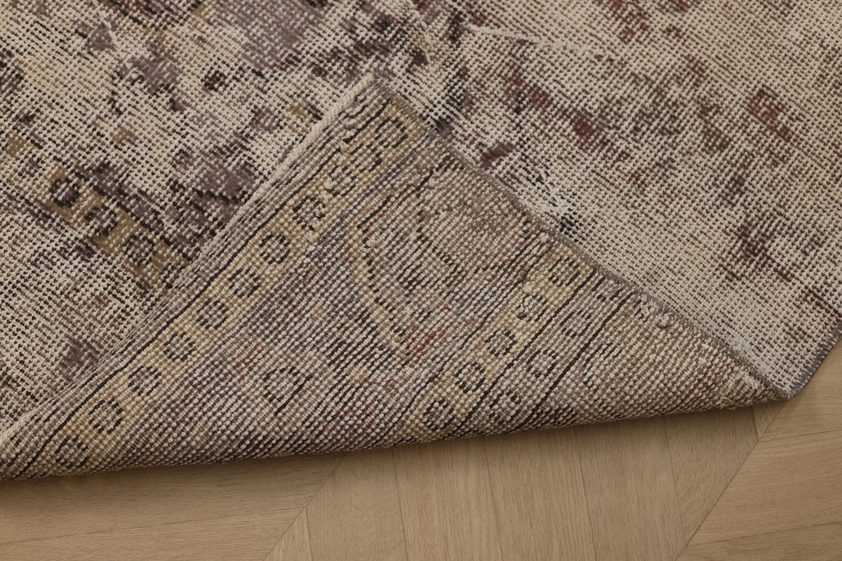 Vintage Isparta Turkish Runner Rug 2x7 ft — Beige & Brown Distressed