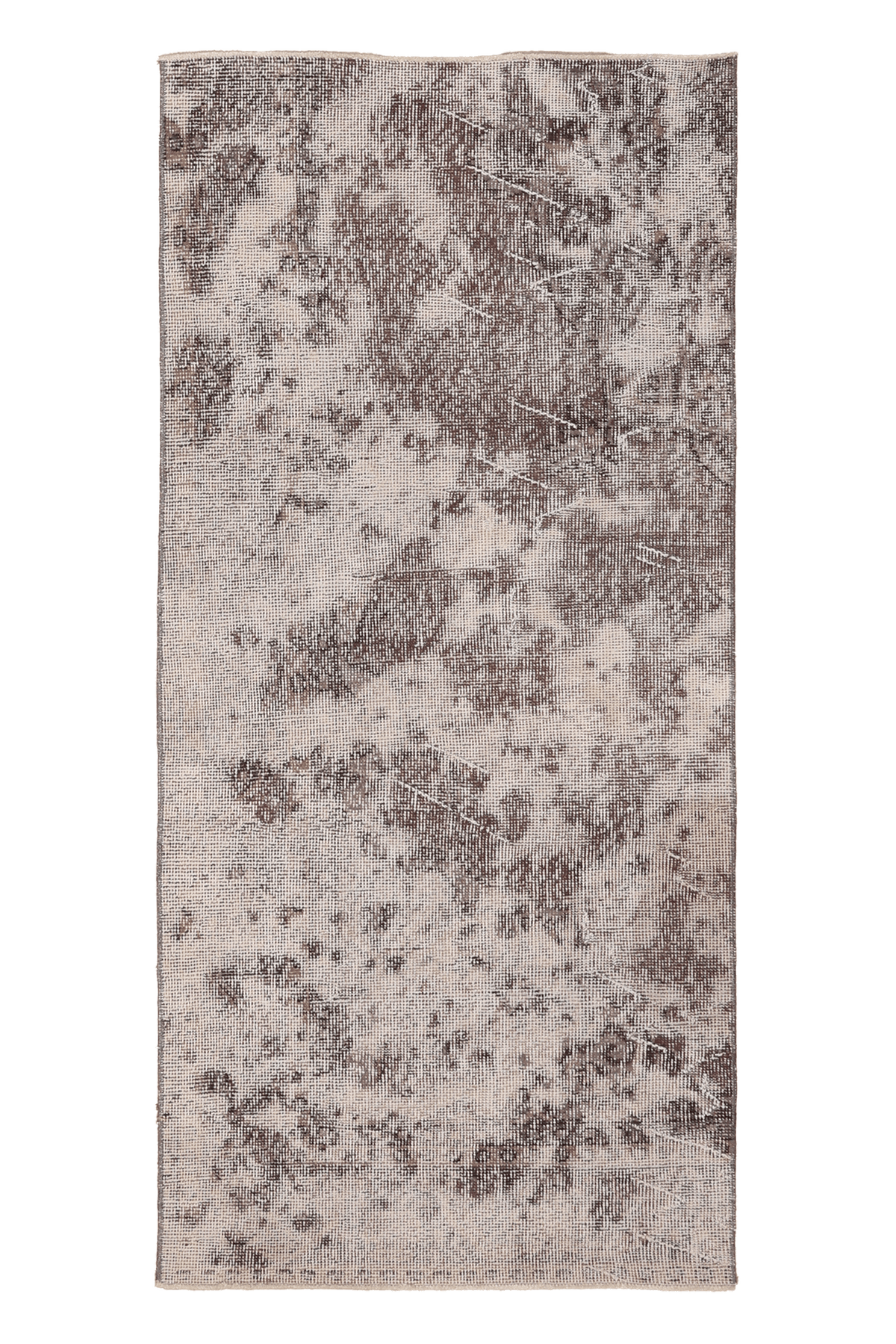 Vintage Isparta Turkish Runner Rug 2x5 ft — Beige & Brown Distressed