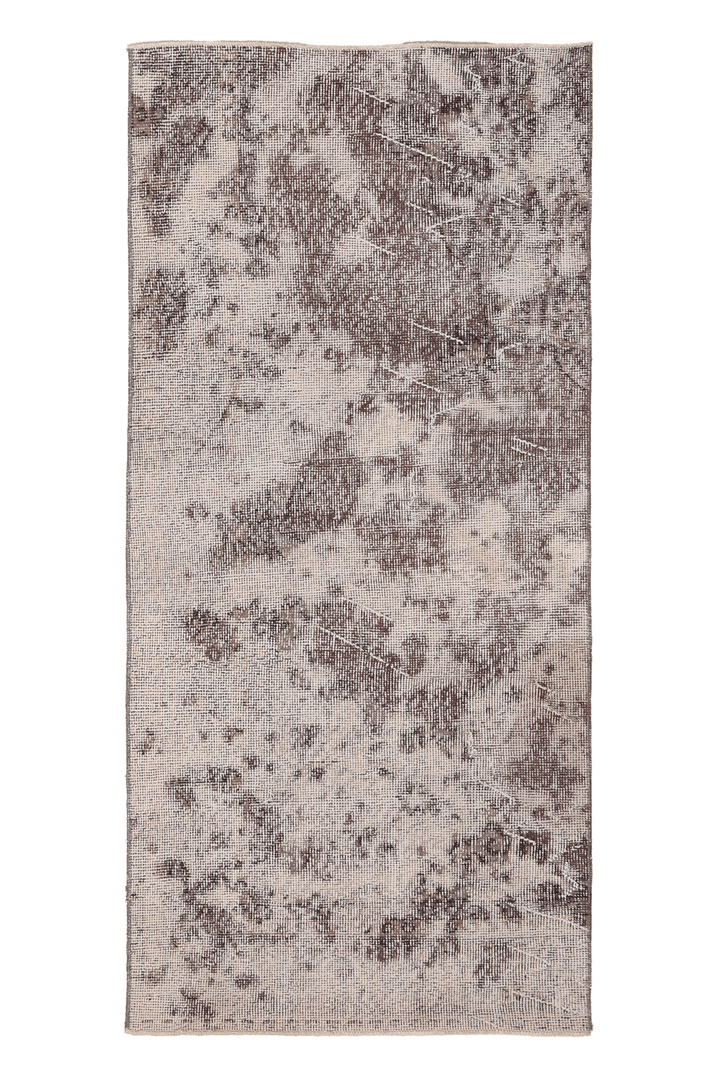 Vintage Isparta Turkish Runner Rug 2x5 ft — Beige & Brown Distressed