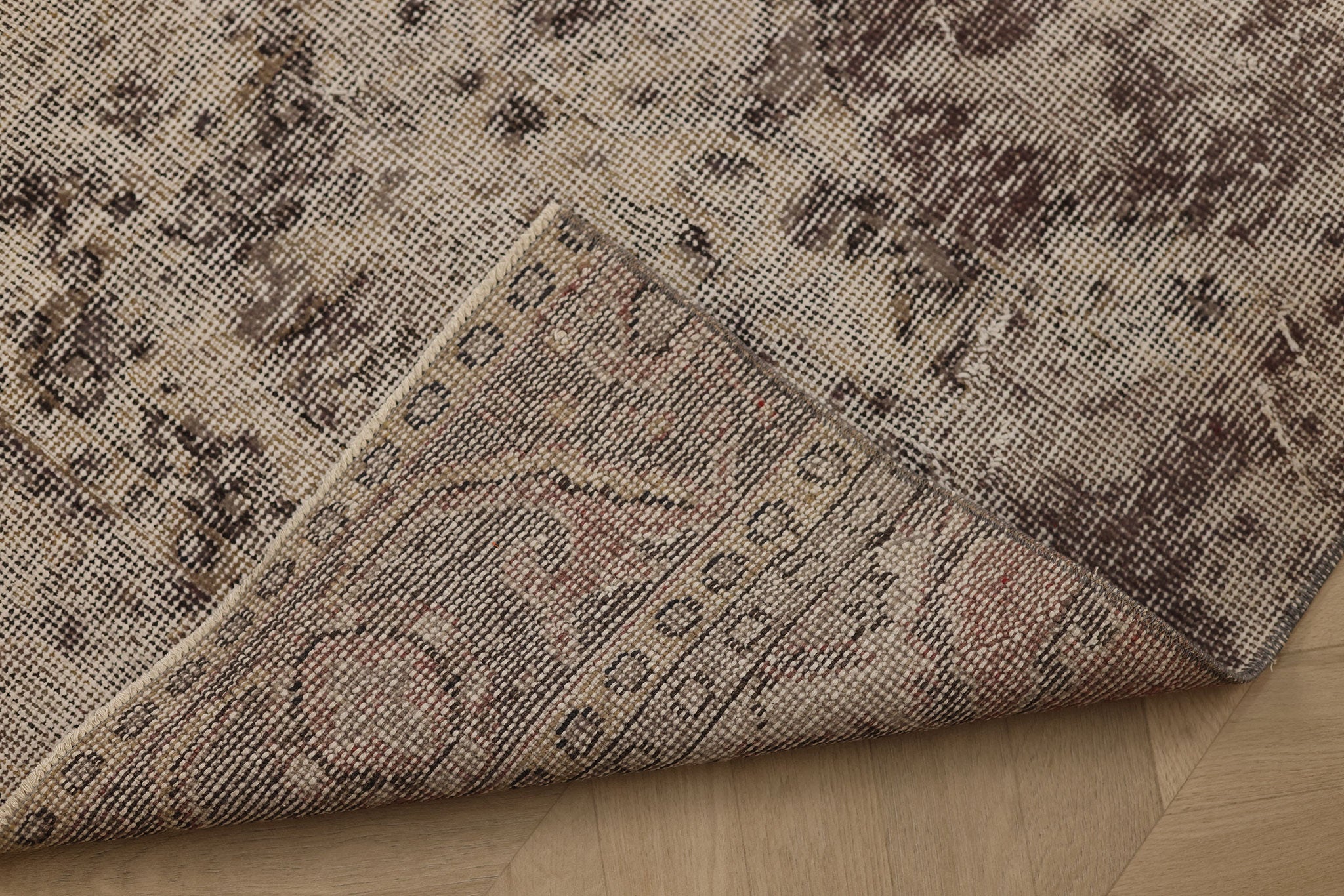 Vintage Isparta Turkish Runner Rug 2x5 ft — Beige & Brown Distressed