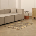 Vintage Konya Turkish Doormat 2x4 ft — Beige & Brown Geometric