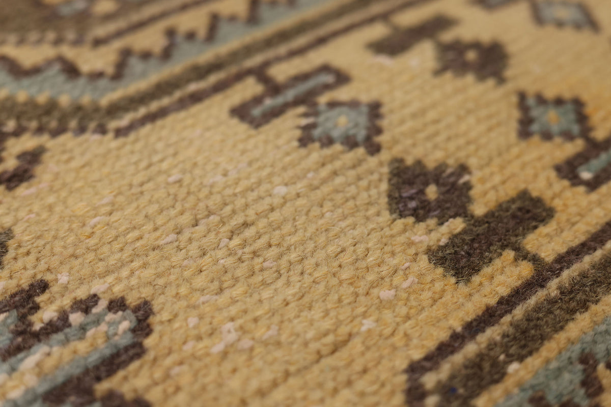 Vintage Konya Turkish Doormat 2x4 ft — Beige & Brown Geometric