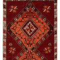 Vintage Malatya Turkish Doormat 2x3 ft — Red & Orange Geometric