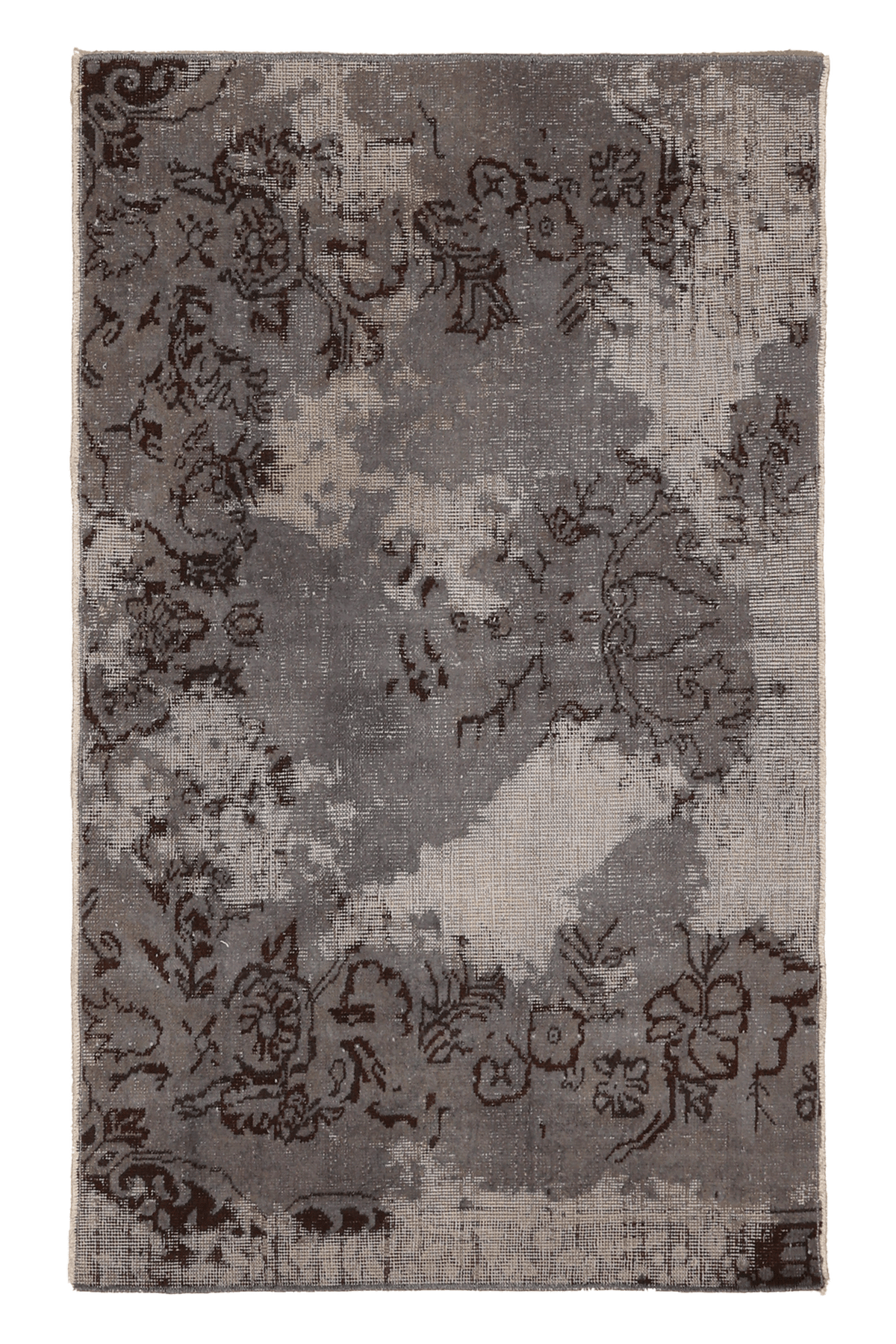 Vintage Isparta Turkish Doormat 2x4 ft — Gray & Brown Distressed