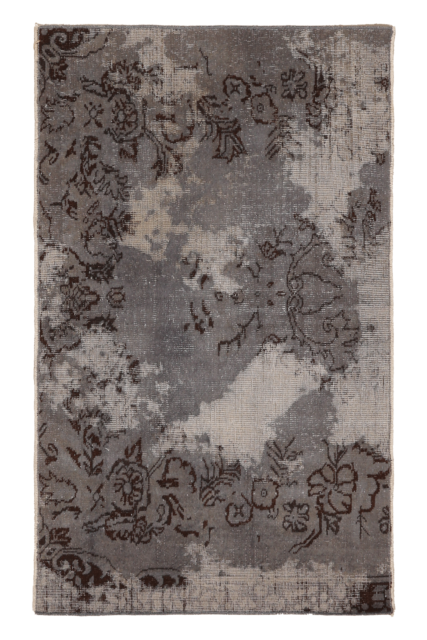 Vintage Isparta Turkish Doormat 2x4 ft — Gray & Brown Distressed