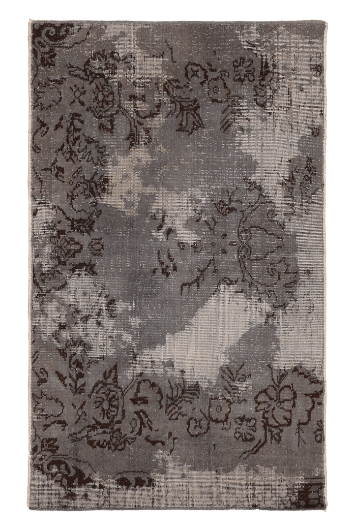 Vintage Isparta Turkish Doormat 2x4 ft — Gray & Brown Distressed