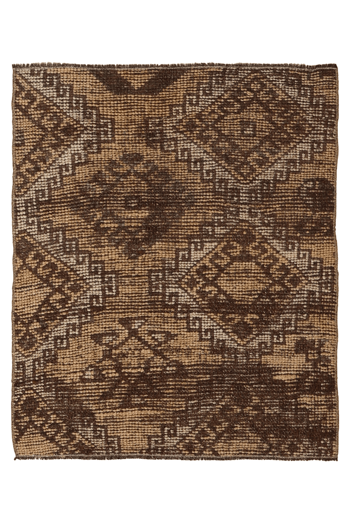 Vintage Malatya Turkish Doormat 2x3 ft — Brown & Beige Geometric
