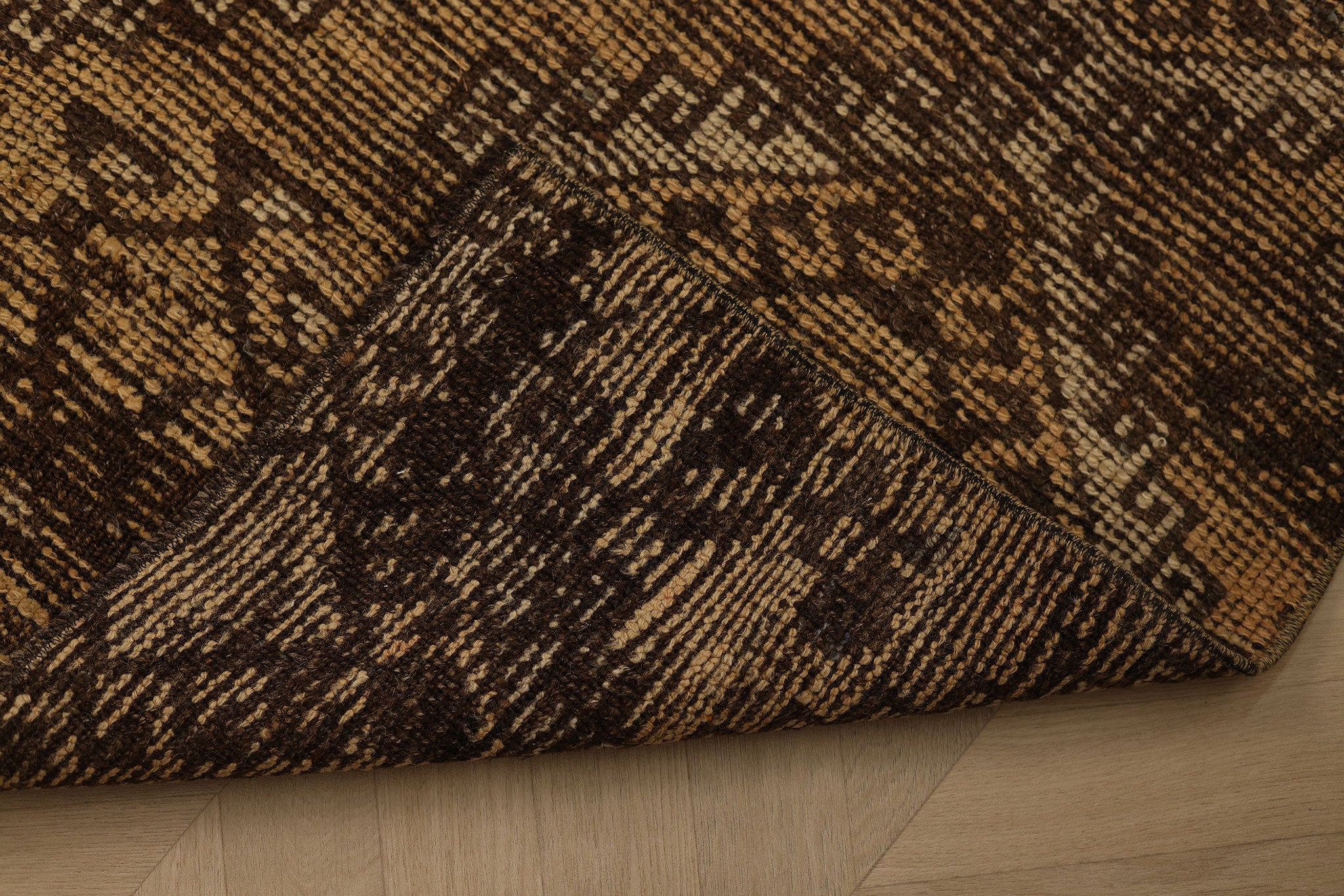 Vintage Malatya Turkish Doormat 2x3 ft — Brown & Beige Geometric