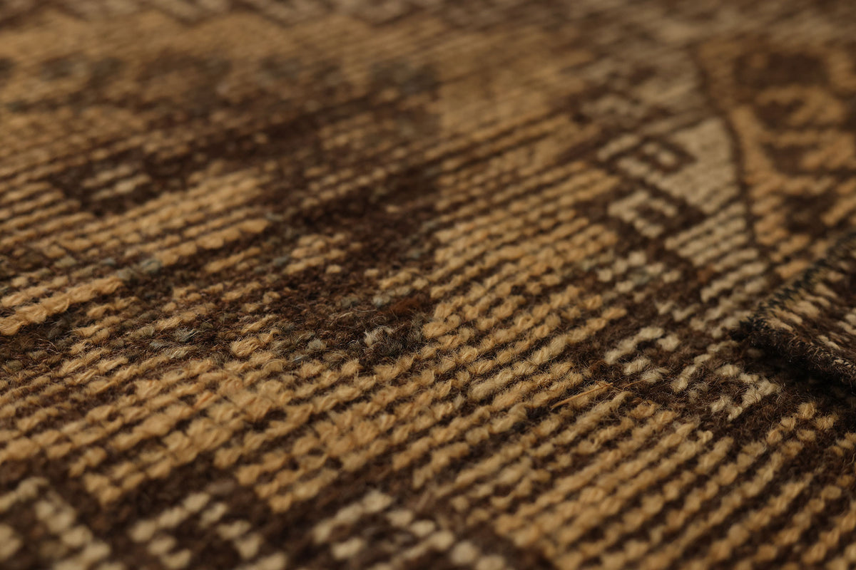 Vintage Malatya Turkish Doormat 2x3 ft — Brown & Beige Geometric