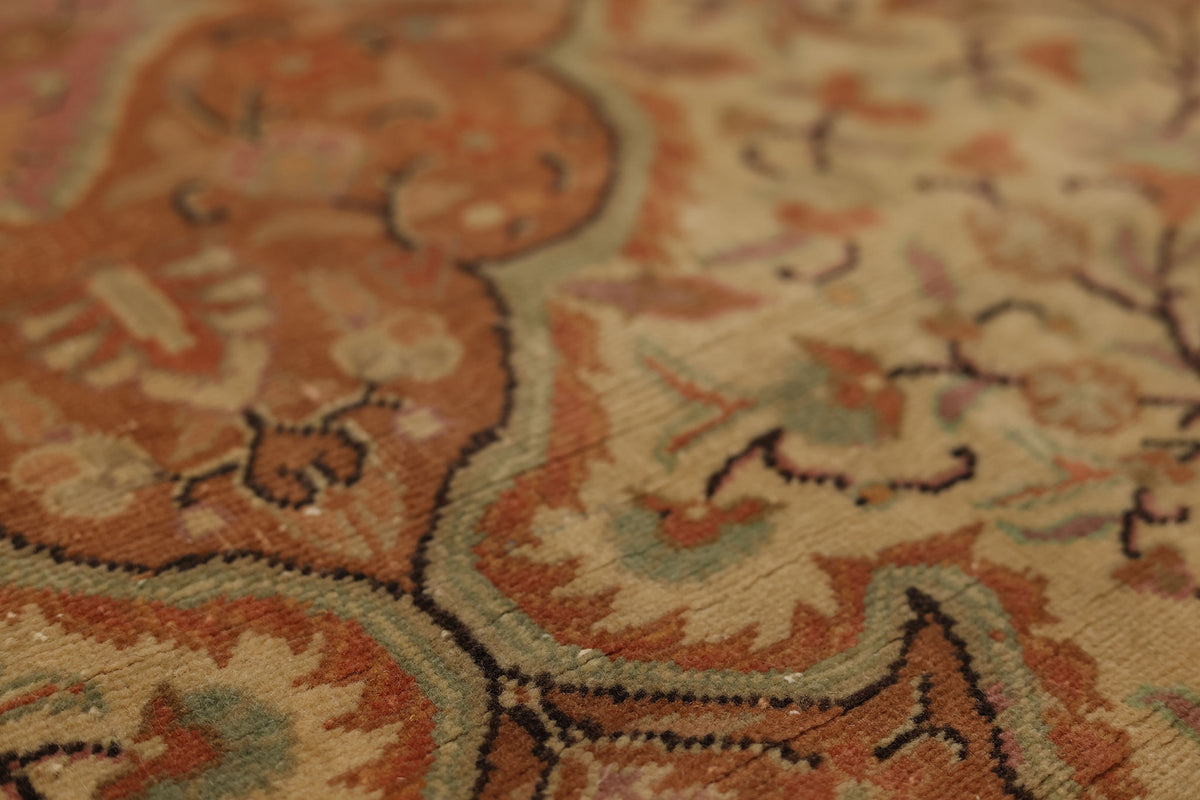 Vintage Kayseri Turkish Runner Rug 2x6 ft — Beige & Red Floral