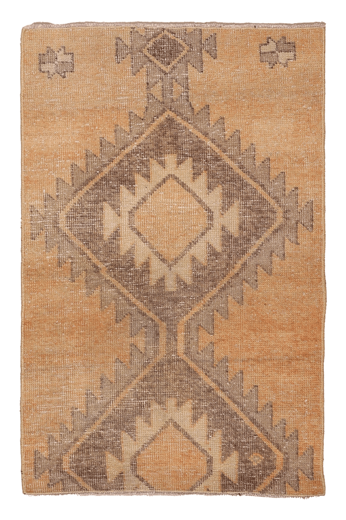 Vintage Malatya Turkish Doormat 2x4 ft — Beige & Brown Geometric