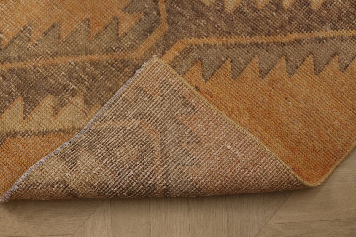 Vintage Malatya Turkish Doormat 2x4 ft — Beige & Brown Geometric