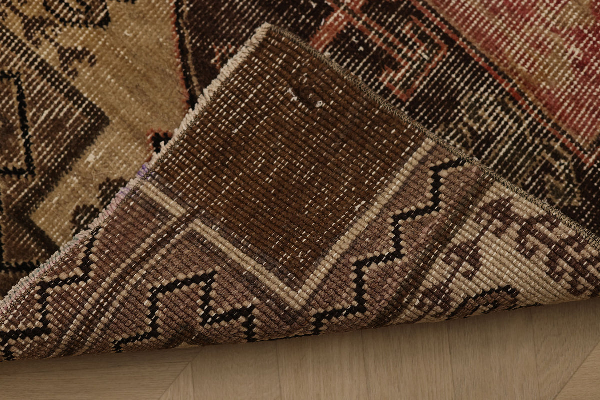 Vintage Malatya Turkish Doormat 2x3 ft — Brown & Beige Floral