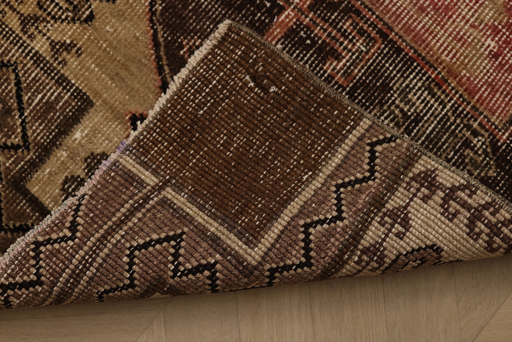 Vintage Malatya Turkish Doormat 2x3 ft — Brown & Beige Floral