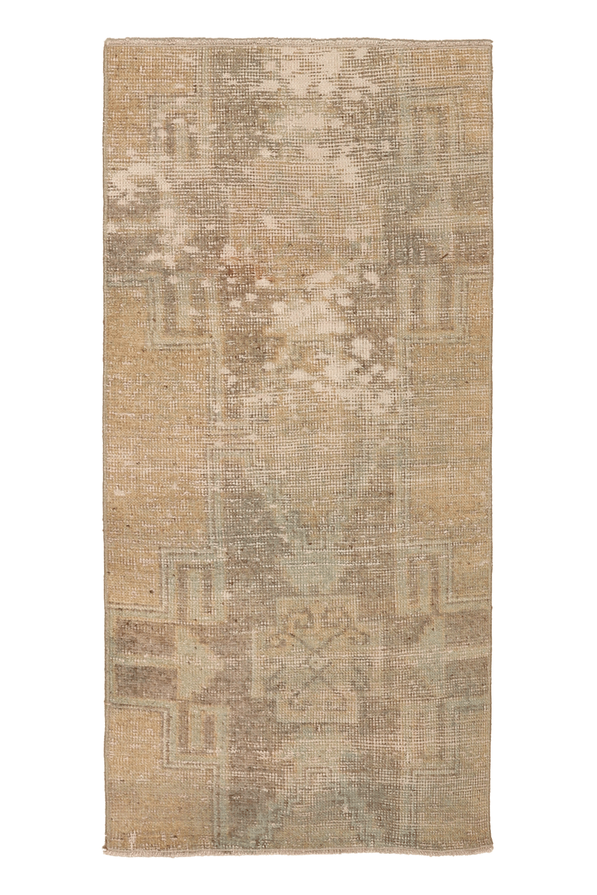 Vintage Malatya Turkish Doormat 2x4 ft — Beige & Gray Distressed