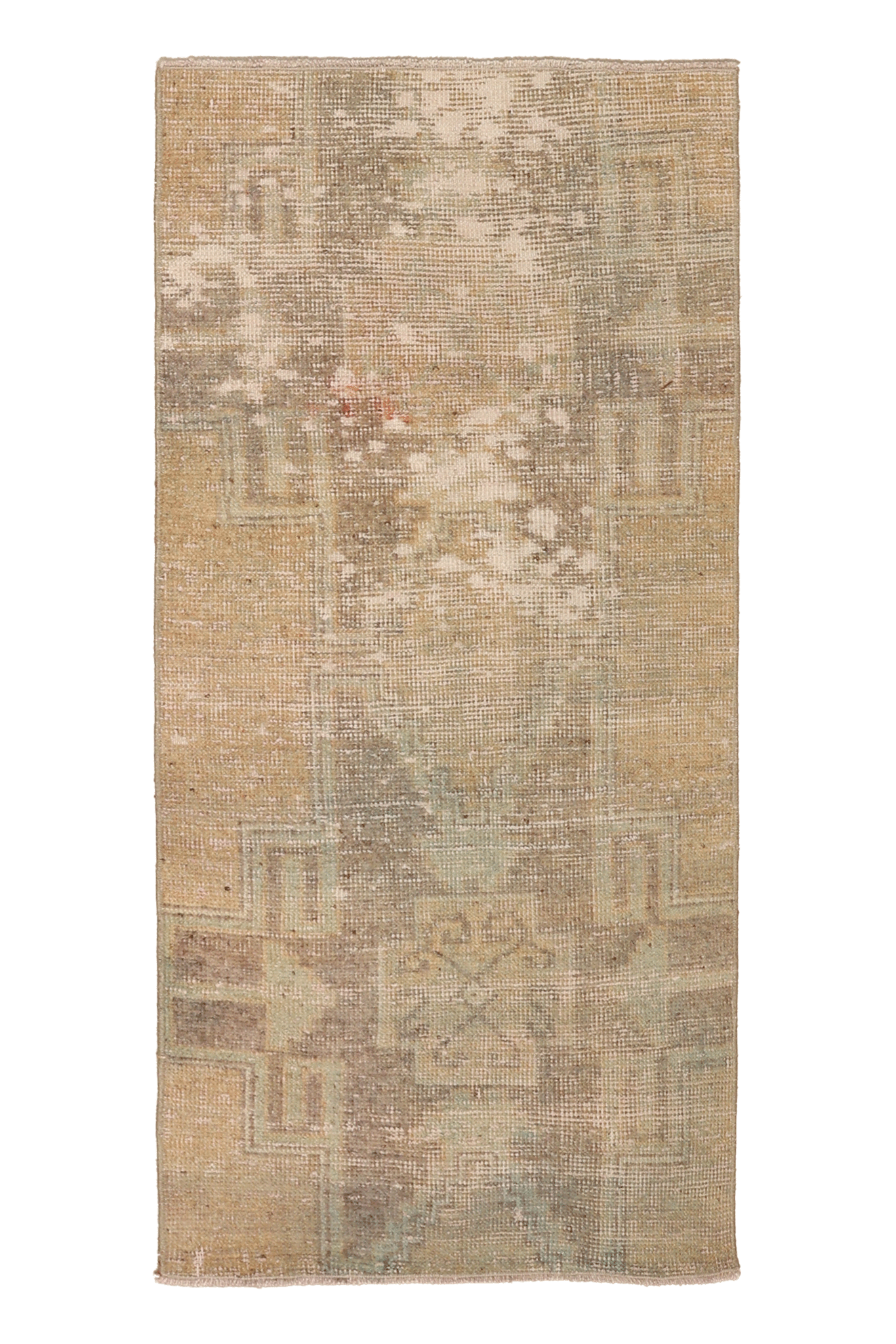 Vintage Malatya Turkish Doormat 2x4 ft — Beige & Gray Distressed