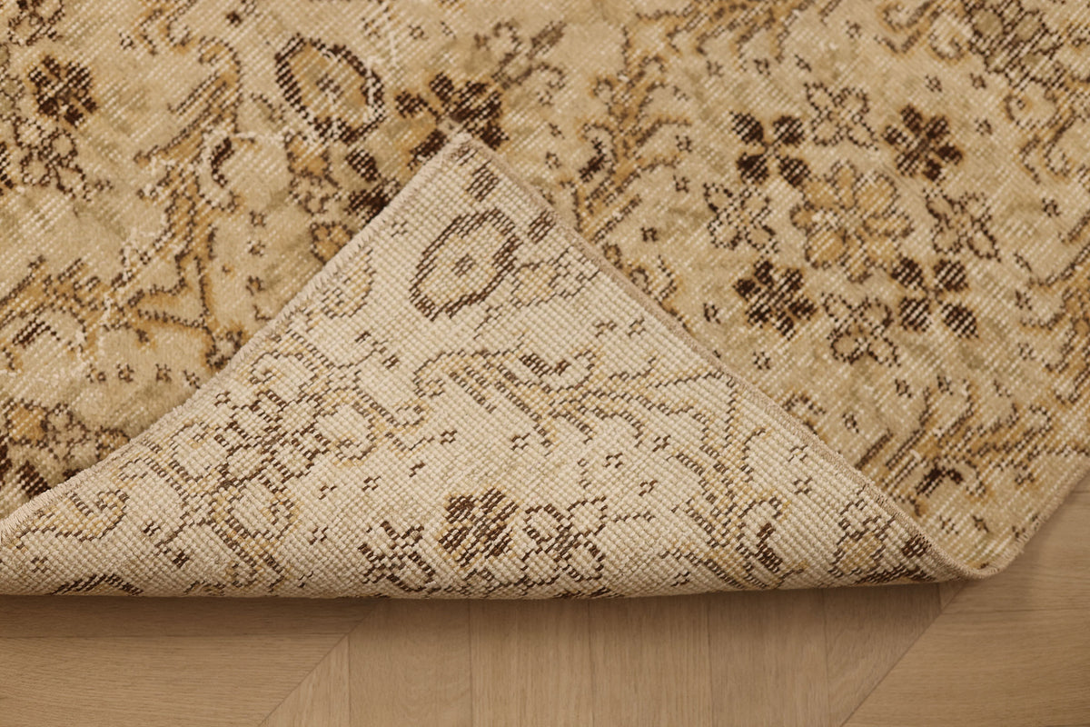 Vintage Isparta Turkish Doormat 2x3 ft — Beige & Brown Floral (No. 25198)