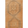 Vintage Malatya Turkish Runner Rug 2x4 ft — Orange & Beige Geometric