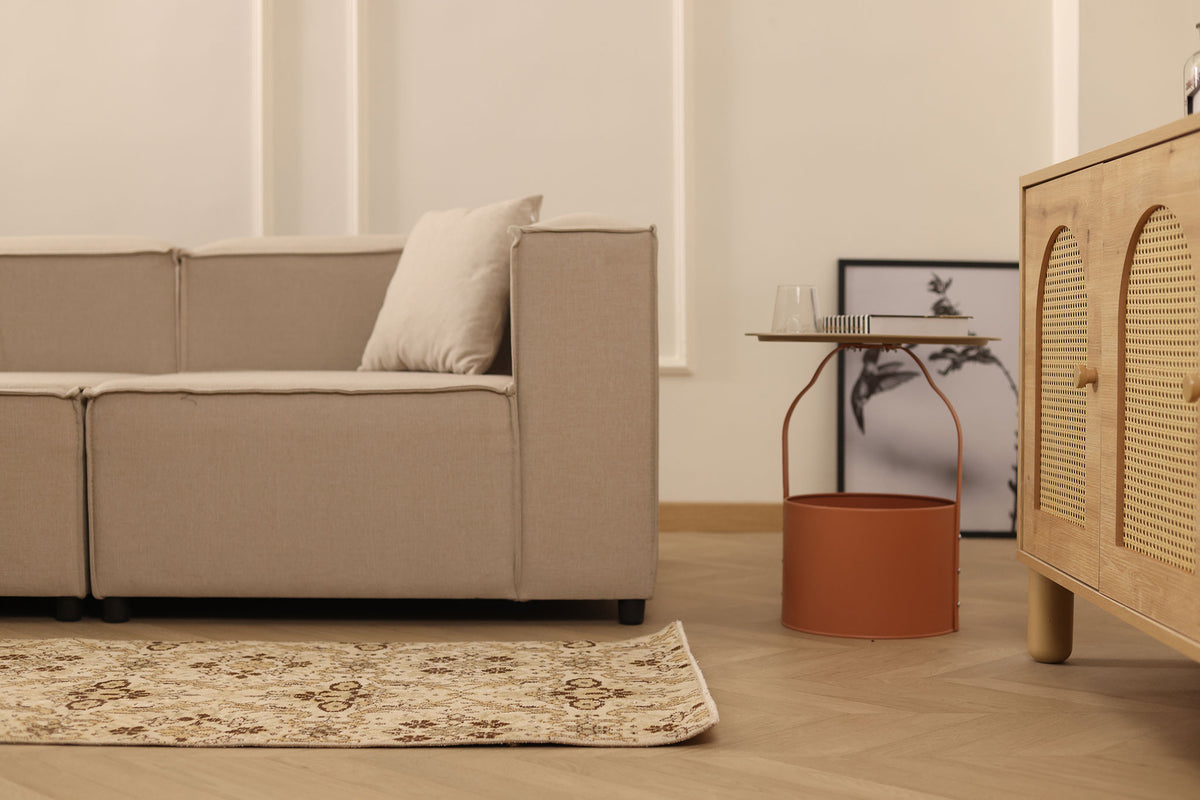 Vintage Isparta Turkish Runner Rug 2x4 ft — Beige & Brown Floral (No. 25203)