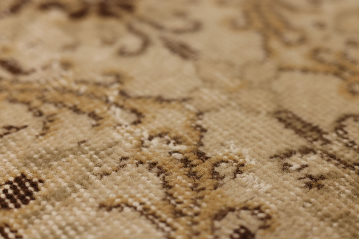 Vintage Isparta Turkish Runner Rug 2x4 ft — Beige & Brown Floral (No. 25203)