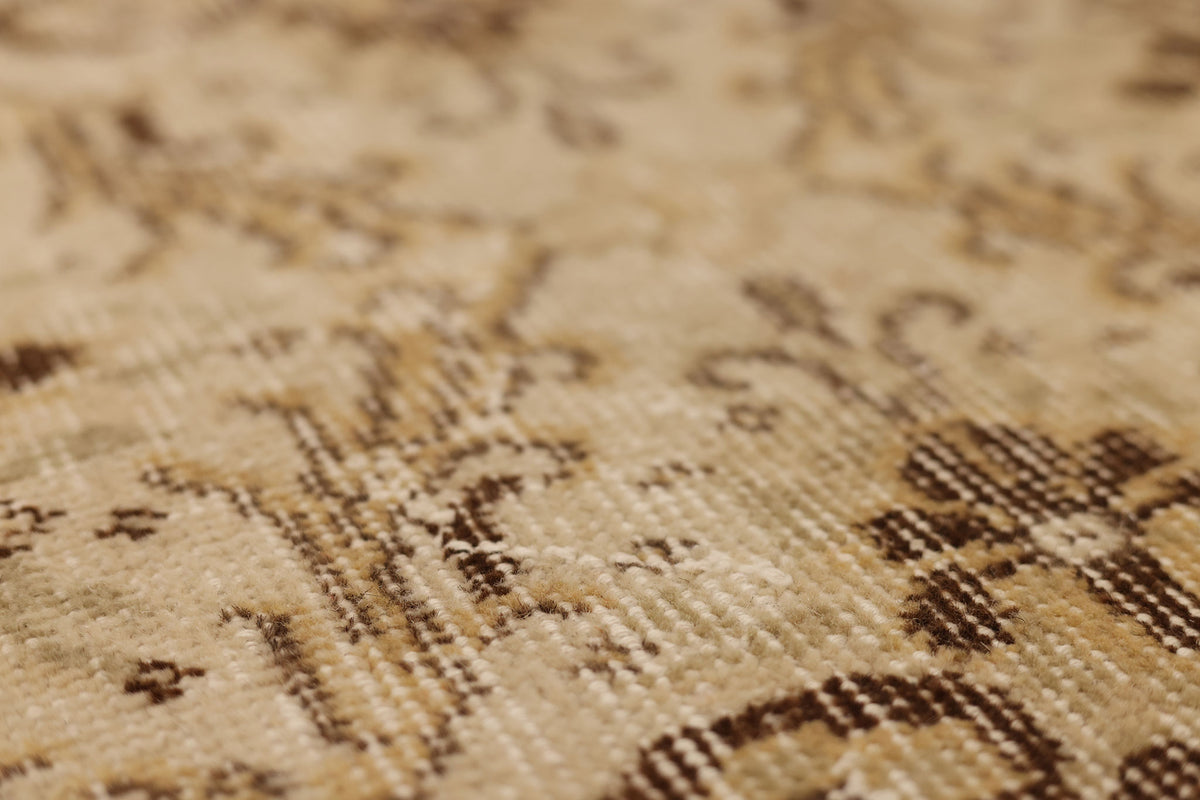 Vintage Isparta Turkish Runner Rug 2x4 ft — Beige & Brown Floral
