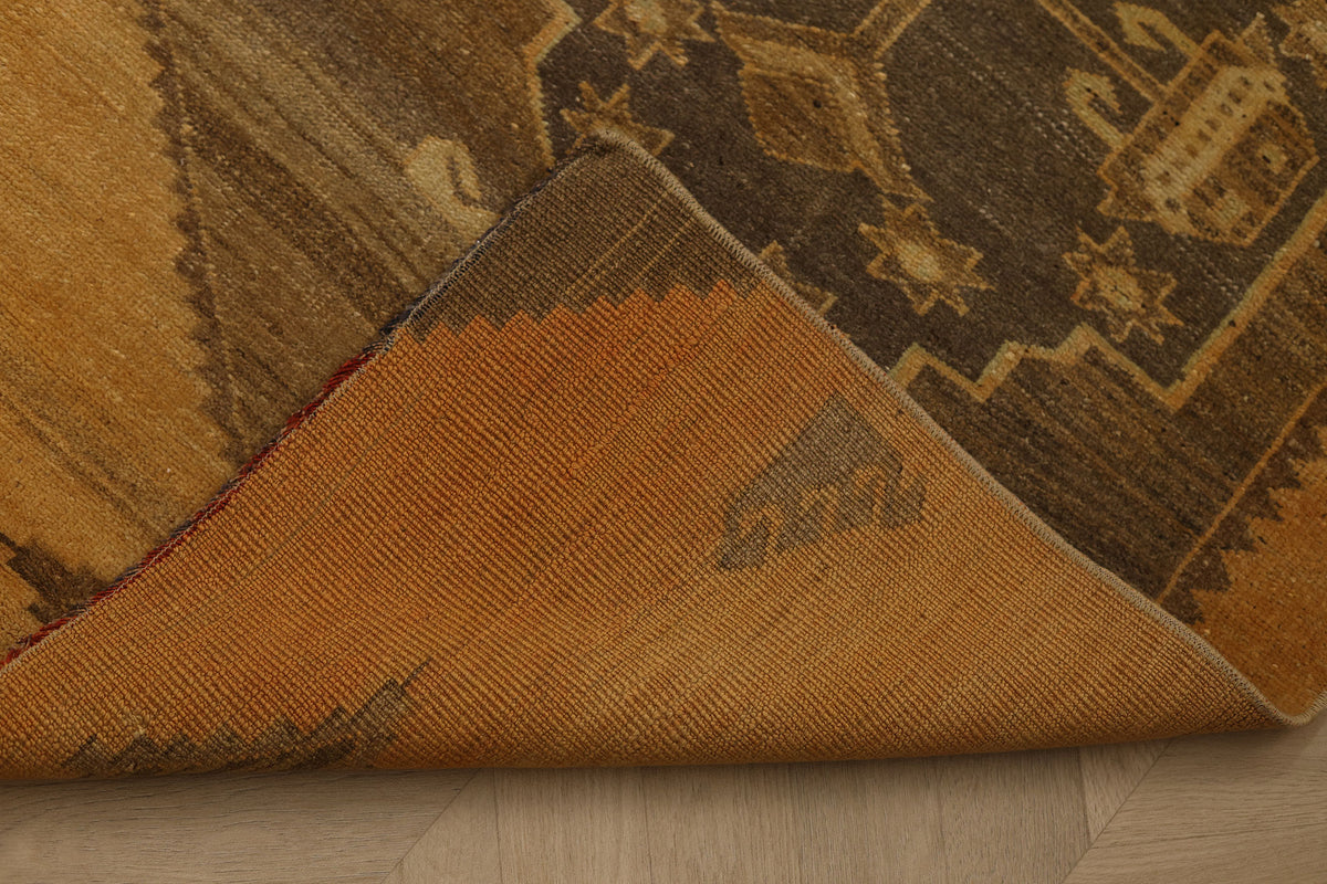Vintage Malatya Turkish Runner Rug 2x6 ft — Beige & Brown Geometric (No. 25240)