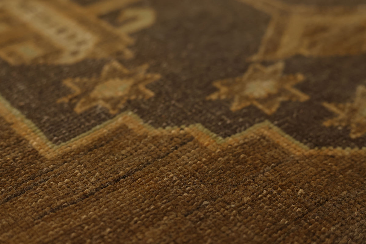 Vintage Malatya Turkish Runner Rug 2x6 ft — Beige & Brown Geometric (No. 25240)