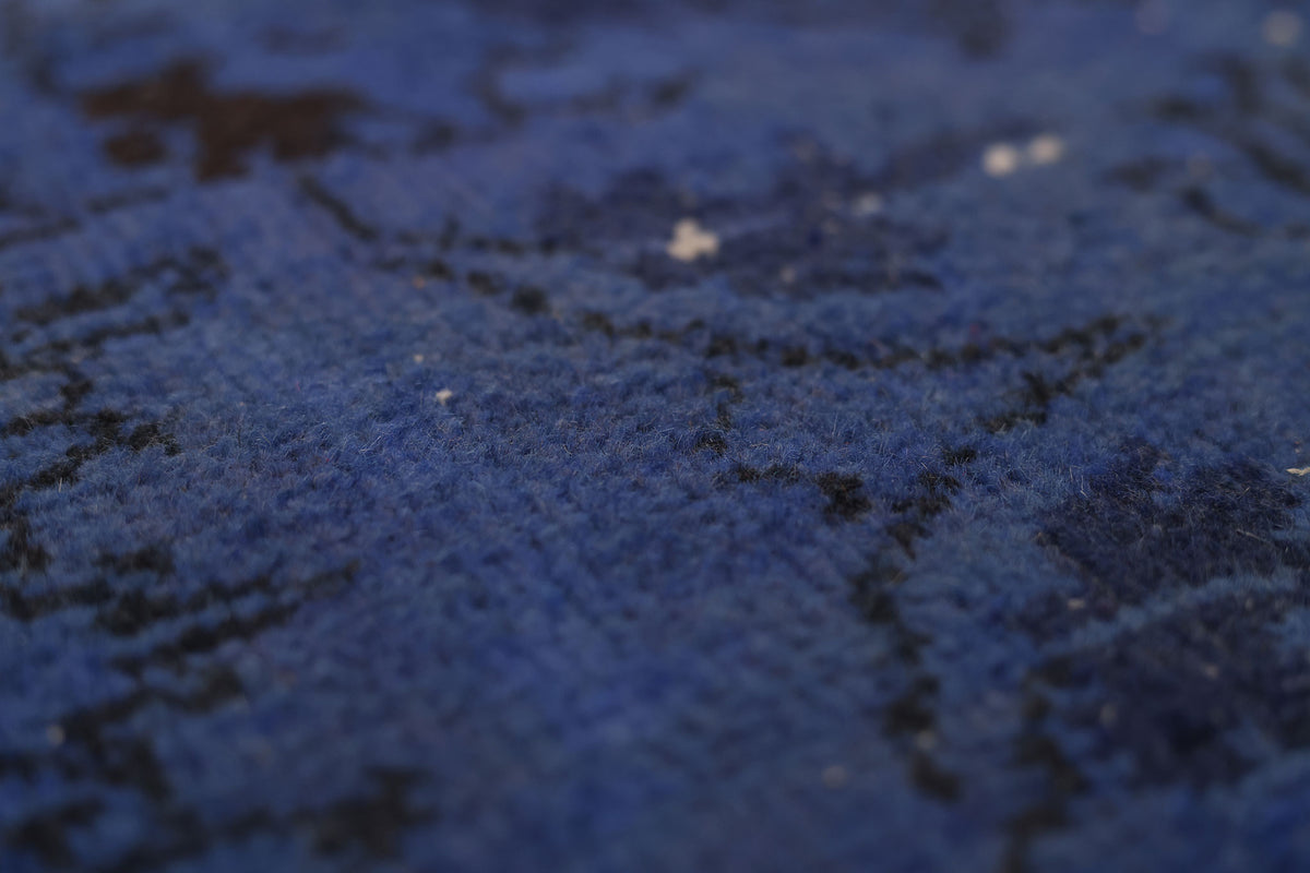 Vintage Isparta Turkish Runner Rug 2x5 ft — Blue Overdyed