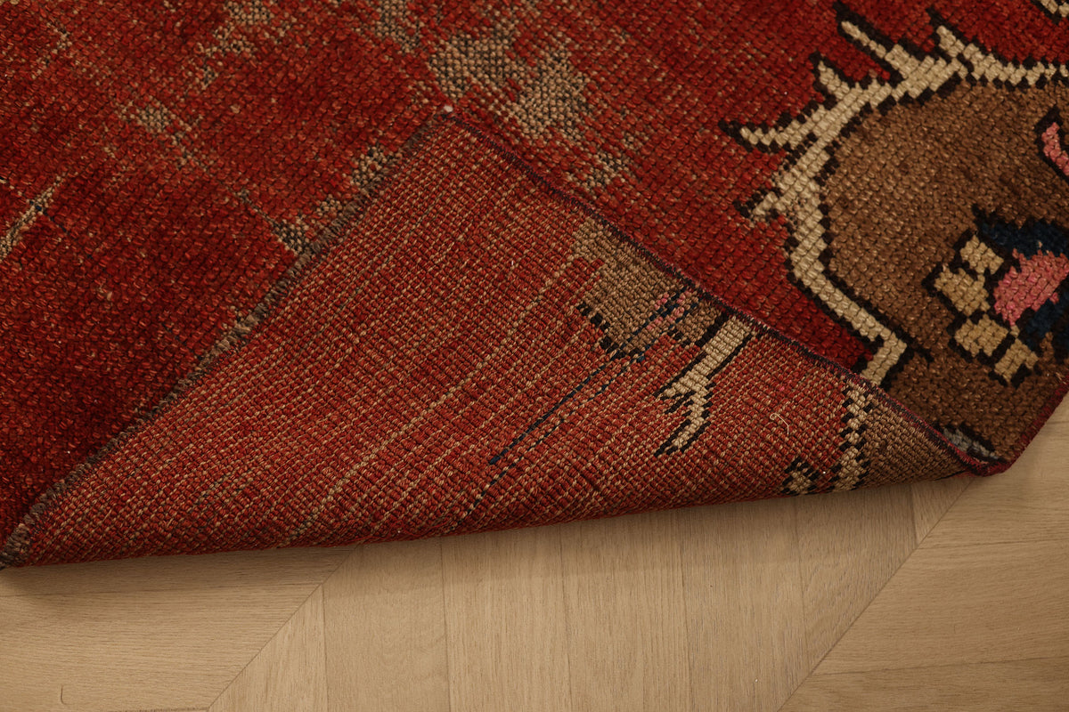 Vintage Kars Turkish Doormat 2x3 ft — Red & Brown Distressed