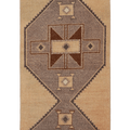 Vintage Malatya Turkish Runner Rug 3x6 ft — Beige & Brown Geometric
