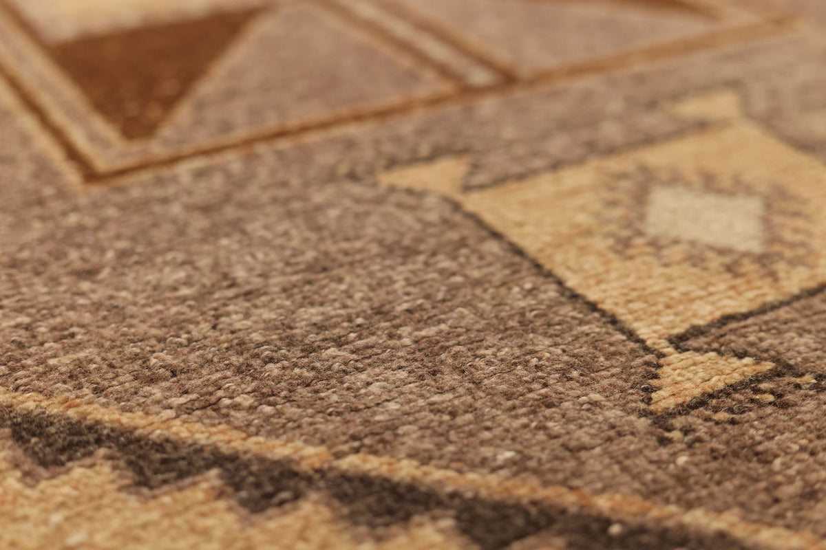 Vintage Malatya Turkish Runner Rug 3x6 ft — Beige & Brown Geometric