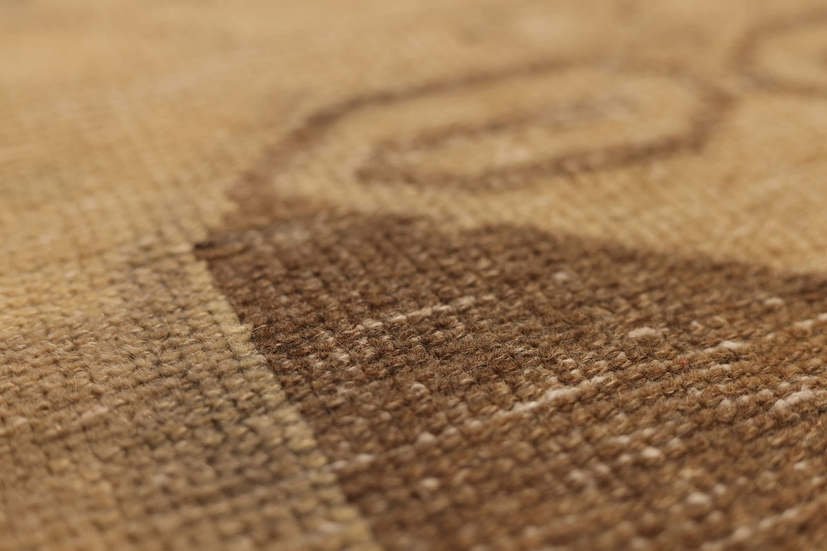 Vintage Malatya Turkish Runner Rug 2x6 ft — Beige & Brown Geometric