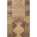 Vintage Malatya Turkish Runner Rug 2x4 ft — Beige & Brown Geometric