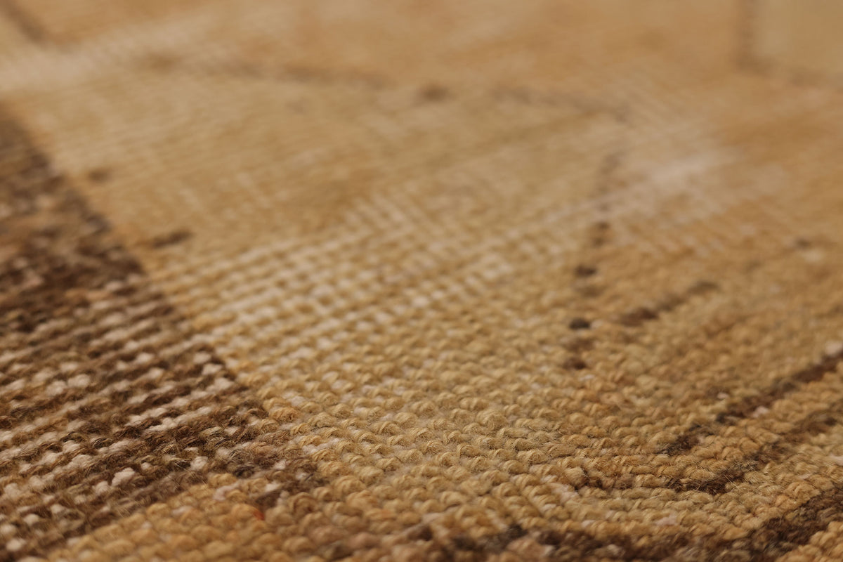 Vintage Malatya Turkish Runner Rug 2x4 ft — Beige & Brown Geometric