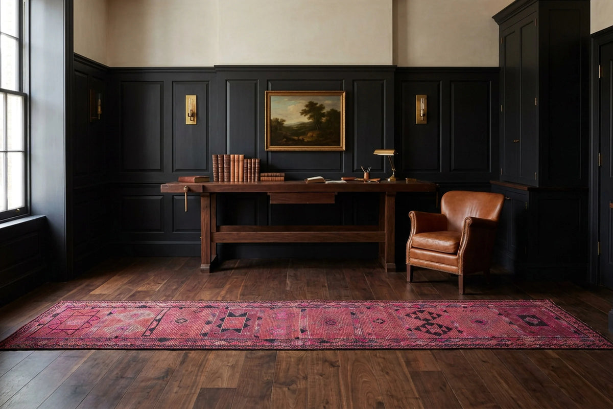 Persian Style Runner Rug in a styled room